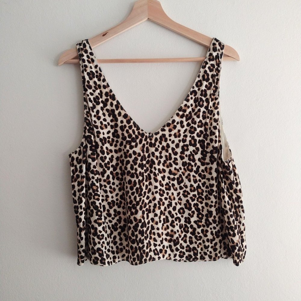 Wilfred Leopard Print Crop Tank Top — Cream, Black, Brown